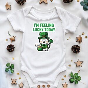 St Patrick's Day Baby Organic Bodysuit, Shamrock Clover Infant One-Piece, Irish